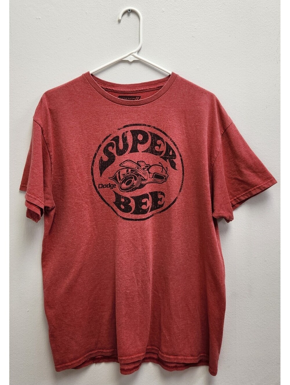 Vintage Dodge Super Bee T-Shirt Red Men's Large Mopar Muscle Car Graphic Tee